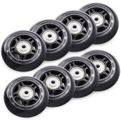 TOBWOLF 8 Pack 70mm 82A Indoor Inline Skate Wheels with ABEC-7 Bearings - Perfect for Skating, Scooters & Luggage - Black