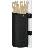 TXEsign Drumstick Holder Drum Sticks Holder Bag for Drumsticks Brushes Mallets Up to 10 Pairs, Two Straps Attach to Drum Kit and Music Stand (Black)