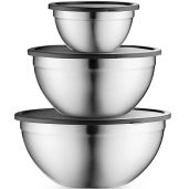 Stainless Steel Nesting Mixing Bowls with Airtight Lids - Space-Saving Set for Cooking, Baking & Food Storage