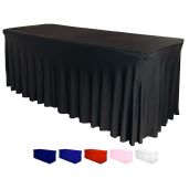 Spandex Table Skirt for 6ft Rectangular Tables - Fitted, Wrinkle-Resistant Black Cover for Weddings & Events