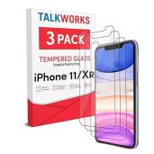 TalkWorks iPhone 11 & XR Screen Protector 3-Pack - 9H Tempered Glass, Shatterproof, HD Clarity, 0.33mm Durable Film