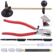 5Pcs Adjustable Circular Glass Cutter Set - 40cm with Suction Cup & Plier for Precision Glass Cutting