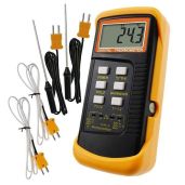 Thermocouple Thermometer Digital K Type Thermometer HVAC Thermometer Dual Temperature Meter with 4 Thermocouples, MAX/MIN/AVG Temperature Measurement, -50~1300°C (-58~2372°F)