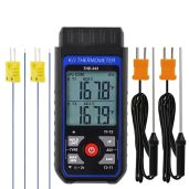 Thermocouple Thermometer Digital K Type Thermometer with 4 Thermocouples, -328~2500? Measuring Range HVAC Dual Channels Temperature Meter Gauge with