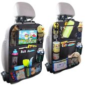 "Tianle Backseat Car Organizer - 10" Table Holder & 9 Pockets for Kids | Travel Essentials (2 Pack)"