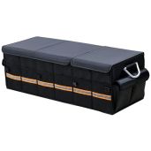 XL Black Tianle Car Trunk Organizer - Collapsible with Lid, Reflective Strip & Aluminium Handle for SUV, Truck & Minivan