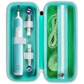 Travel Case for Oral-B & Philips Sonicare Toothbrushes - Green with Mesh Pocket for Accessories