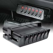 True Mods 6-Gang 12V Rocker Switch Box - 40 Amp SPST Toggle Panel for Auto, Marine, Truck & More