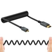Twozoh 4K Coiled Micro HDMI to HDMI Cable for GoPro Hero 7 & Raspberry Pi 4 - 1.5M/5FT Extension