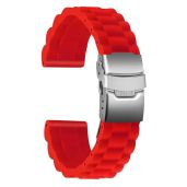 ULLCHRO Waterproof Silicone Watch Strap - 18mm Red Rubber Band with Stainless Steel Buckle | Replacement for 16mm, 20mm, 22mm, 24mm