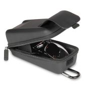 USA Gear Semi Hard Shell Glasses Case - Rugged Sunglasses & Safety Glasses Holder with Belt Loop & Carabiner - Black