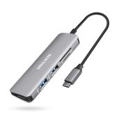 DRHLWZN 5-in-1 USB C Hub: 4K HDMI, 2 USB 3.0, SD/TF Reader for MacBook Pro, iPad Pro & Dell XPS