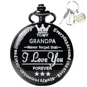 Udaney My-Grandpa Engraved Pocket Watch Best Gifts for Him Birthday Christmas with Box for Men