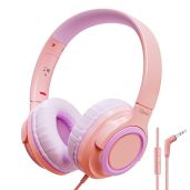 Ulacici U20 Pink Kids Headphones: Safe 94dB Volume, Foldable & Comfortable for School, Travel & Online Learning