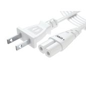 Universal 2 Slot White Power Cord 6Ft for TV Electronics and Laptops
