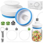 Upgraded Mason Jar Canning Sealer Kit - Sealer Set with Hoses Compatible with FoodSaver Vacuum Sealers - For Wide Mouth and Regular Mouth Jars (White)