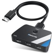 Upgrade to NEWCARE 3-Port HDMI Switch 4K@60Hz with 2.6FT Cable - Perfect for PS5, Xbox, DVD, Fire Stick & PC