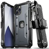 VENA vArmor Rugged Case for iPhone 12 Pro Max - Military Grade Protection & Kickstand - Heavy Duty Holster Clip - Space Gray