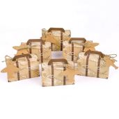 VGOODALL 50PCS Mini Suitcase Favor Boxes Vintage Kraft Paper Gift Bags for Party Wedding Decor with Tags and Twine Brown
