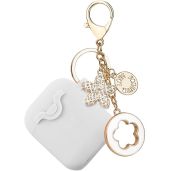 VOTILE Secure Lock Silicone Case for AirPods 1 and 2 with Bling Keychain Soft Protective Cover for Women and Girls Grey