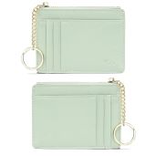 Valentoria Slim RFID Blocking Card Holder Small Pocket Wallet Zipper Coin Purse Minimalist Leather Case for Women Men Green