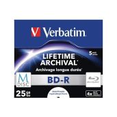 Verbatim 43823 25GB M-Disc BD-R 5 Pack - High-Quality Blu-ray Discs for Data Storage