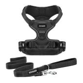 Voyager No-Pull Dog Harness with Dual Leash Attachment - Adjustable, Reflective, Soft & Strong for Medium/Large Dogs (Black)