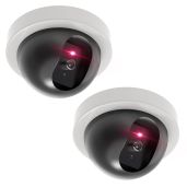 WALI Dummy Fake Security CCTV Dome Camera with Flashing LED & Alert Stickers - 2 Pack, White | Enhance Home Security
