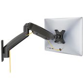 "WALI Single Monitor Wall Mount - Adjustable Gas Spring Arm for 32" Screens, Max Extension 21.2" - GSWM001, Black"