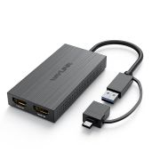 WAVLINK USB 3.0 & USB-C to HDMI Adapter for Dual 1080p Monitors - Universal Video Graphics for Windows & Mac