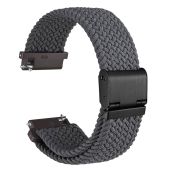 WOCCI 18mm Braided Nylon Watch Band for Men and Women, Quick Release, Black Stainless Steel Buckle (Grey)