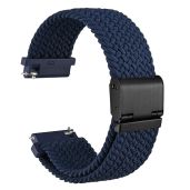 WOCCI 21mm Braided Nylon Watch Band for Men and Women, Quick Release, Black Stainless Steel Buckle (Blue)
