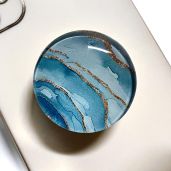 WUYULB Clear Crystal Glitter Expandible Collapsible Moblile Phone Grip Stand Holder for Smartphones and Tablets Cell Phone Accessory (Aqua Blue Rose