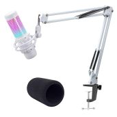 White Boom Arm for HyperX QuadCast S - White Mic Arm Compatible with Hyperx Quadcast White Microphone, Premium Microphone Boom Arm Stand by YOUSHARES