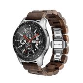 22mm Wood Watchband for Samsung Galaxy Gear S3 - Walnut Quick Release Stainless Steel Strap