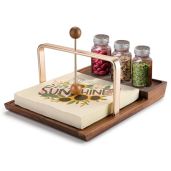 Wooden Napkin Holder with Salt and Pepper Shaker Holder, Two-in-one storage for napkins and seasoning bottles, Malfunction Salt Pepper Storage Holder