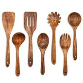 7-Piece Teak Wooden Cooking Utensil Set: Durable Wooden Spoons & Spatulas for Your Kitchen