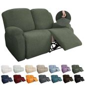 YEMYHOM 6-Piece Stretch Recliner Slipcover - Jacquard Sofa Cover with Side Pocket, Elastic Bottom, Army Green