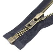 "YaHoGa 24" Antique Brass Heavy Duty Metal Zipper for Jackets & Crafts - Durable Y-Teeth Design"