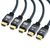 Yauhody 8K HDMI Cable 3ft (5 Pack) - High Speed 48Gbps, Supports 8K@60Hz, 4K@120Hz, Durable Nylon Braided, eARC & Dynamic HDR