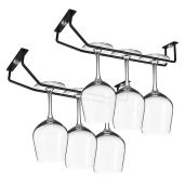 "Yimerlen 10.8" Black Wine Glass Rack - Under Cabinet Stemware Holder (2 Pack) for Kitchen Storage"