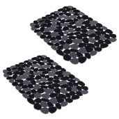 Yolife Pebble Sink Mats for Stainless Steel and Porcelain Sinks 2 Pack Black 15.8inch x 12inch Kitchen Sink Protectors for Dishes and Glassware