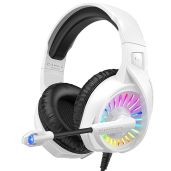 ZIUMIER Z20 White Gaming Headset: Wired Over-Ear, Noise-Canceling Mic, RGB LED, Bass Surround for PC, PS4, PS5, Xbox Series X/S