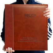 Zoview Magnetic Self-Stick Photo Album - Handmade Leather Family Album for 3x5 to 8x10 Photos (Red Brown, Large)