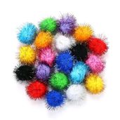CABAX 1.8 Inch Assorted Color Sparkle Balls Tinsel Pom Poms Glitter Toys for Cats and Kittens 20 Pack Ideal for DIY Christmas Projects