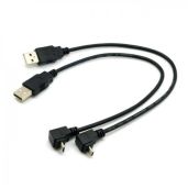 cablecc 2pcs USB 2.0 Male to Micro USB Up & Down Angled 90 Degree Cable 30cm for Cell Phone Tablet