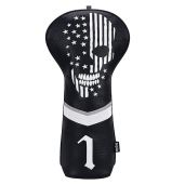 Caiobob Mytag Golf Skull Skeleton Head Cover Black Leather Set for Driver Fairway Wood Hybrid 1pc Driver Cover