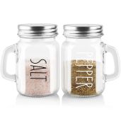 ZOSUJO Clear Glass Salt and Pepper Shakers Set 4 oz Cute Kitchen Decor for Home Restaurants Wedding Transparent Shaker with Stainless Steel Lids