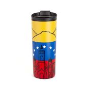 Costablue Venezuela Vacuum Insulated Stainless Steel Travel Mug 16 oz Easy Clean Flip Leak Proof Lid with Caracas Icons