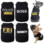 Dog Shirts 4 Pack Cat Apparel Costumes Breathable Pet T-Shirts Summer Clothes K9 Security Boss FBI Vest for Dogs Puppy Boy Girl Large Black